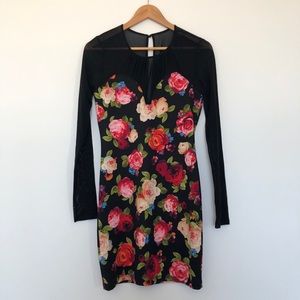 Guess Long Sleeve Mid Length Floral Dress